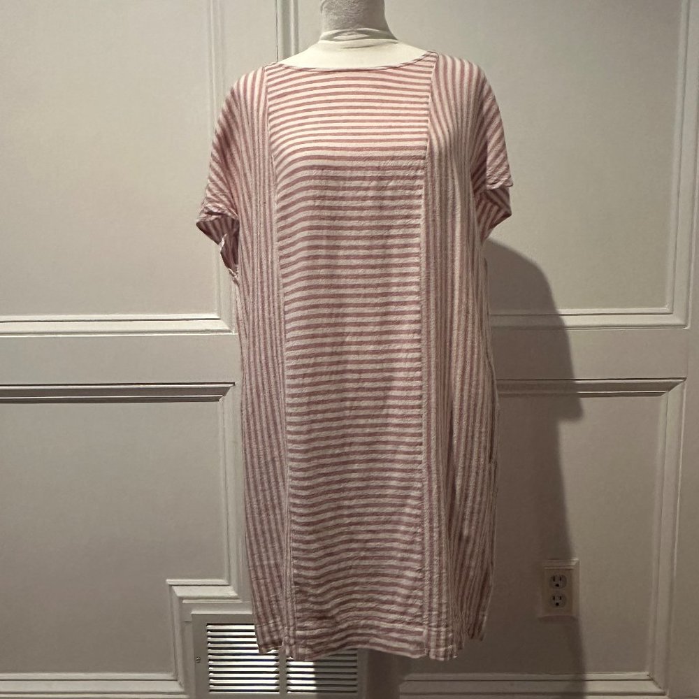 Madewell Daphne Linen Mauve Striped Dress NWOT Size Large